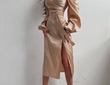 Шелковый комплект: топ с завязками на талии + юбка миди с разрезом  | PUSHKA SHOP