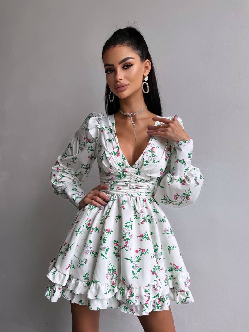 Сукня міні з пишною спідницею та драпіруванням на талії | PUSHKA SHOP