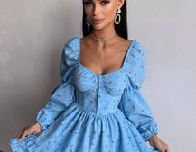 Сукня з квітковим принтом з воланами на ґудзиках  Сукня з квітковим принтом з воланами на ґудзиках  | PUSHKA SHOP