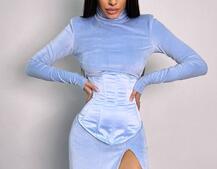 Оксамитова сукня міді з розрізом + атласний корсет | PUSHKA SHOP