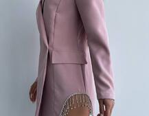 Приталена сукня-піджак, декорована бахромою зі страз | PUSHKA SHOP