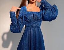 Блестящее платье с объемными рукавами Блестящее платье с объемными рукавами | PUSHKA SHOP