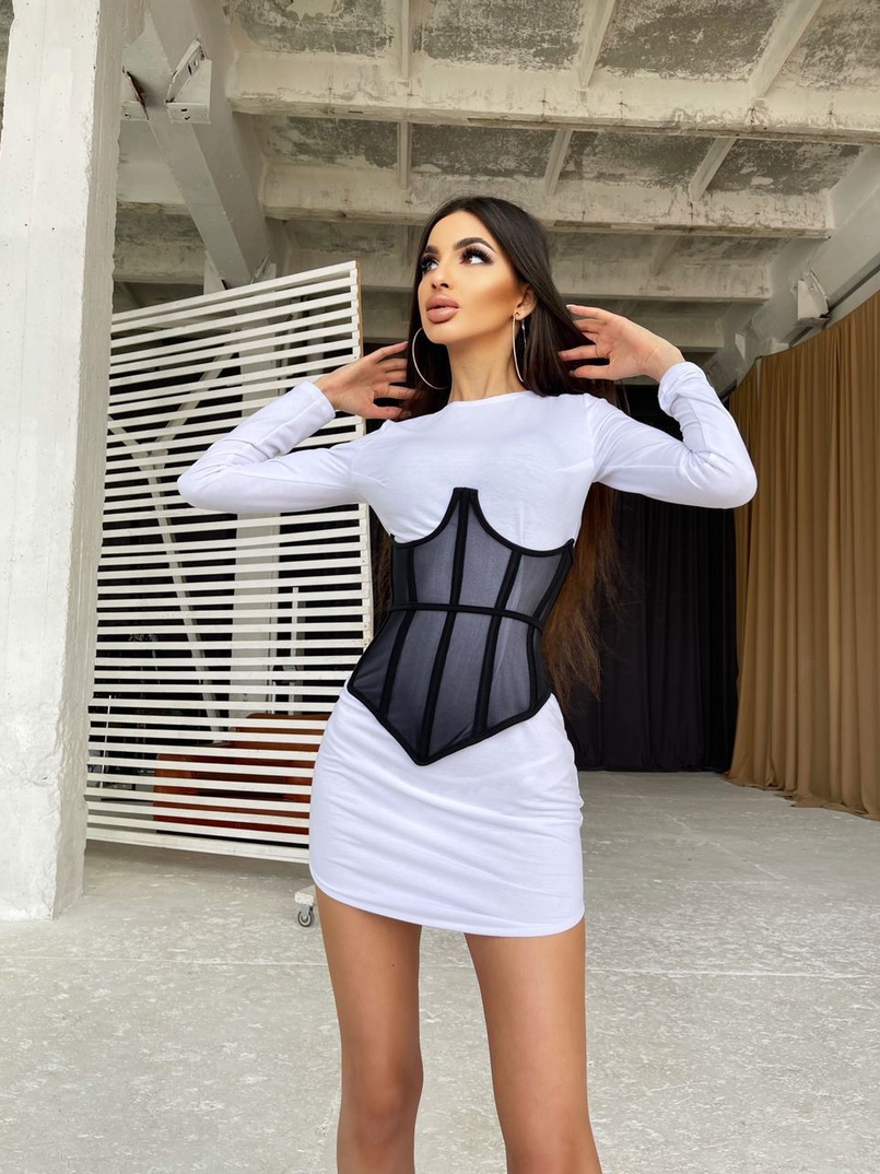 Трикотажное платье в комплекте с утягивающим корсетом  | PUSHKA SHOP