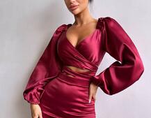 Атласний комплект, декорований бахромою зі страз | PUSHKA SHOP