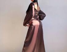 Атласний комплект: корсет + спідниця  максі з драпіруванням | PUSHKA SHOP