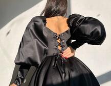 Сукня з обʼємними рукавами та спідницею балоном  | PUSHKA SHOP