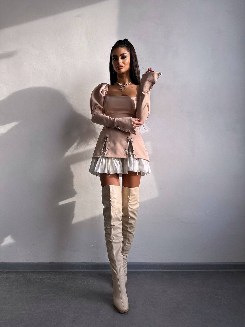 Сукня з об'ємними рукавами + спідниця з воланами Сукня з об'ємними рукавами + спідниця з воланами | PUSHKA SHOP