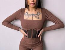 Облягаючий трикотажний комбінезон з елементами корсету  | PUSHKA SHOP