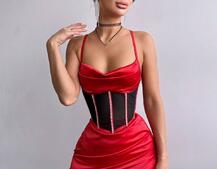 Комплект: корсет, декорований стразами + спідниця міні з драпіруванням   | PUSHKA SHOP