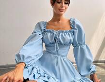 Сукня з воланами та шнурівкою  по спинці | PUSHKA SHOP