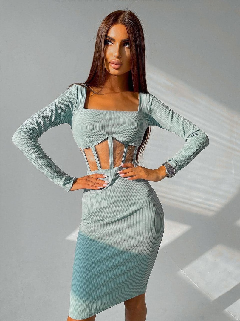 Приталенное платье с корсетной вставкой и юбкой-карандашом Приталенное платье с корсетной вставкой и юбкой-карандашом | PUSHKA SHOP