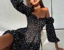 Цветочное платье-бюстье с чашечками и пышной юбкой с оборками Цветочное платье-бюстье с чашечками и пышной юбкой с оборками | PUSHKA SHOP