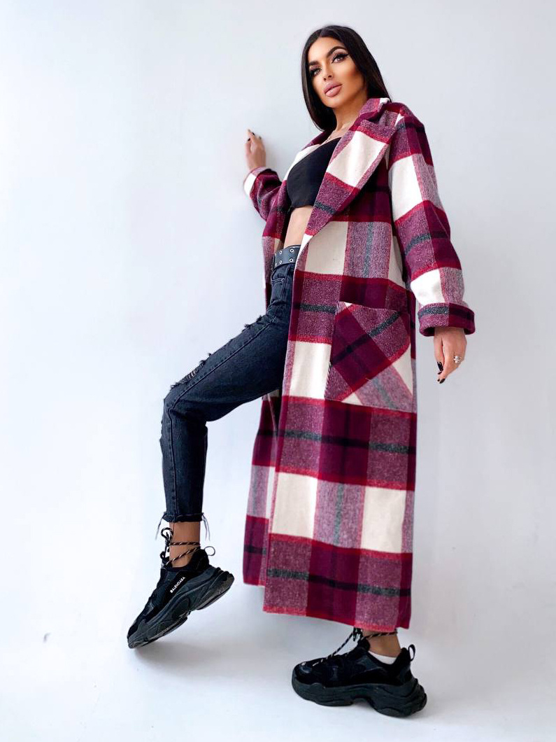 Кашемировое пальто в клетку на подкладке Кашемировое пальто в клетку на подкладке | PUSHKA SHOP