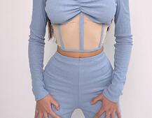 Комплект : штани кльош і топ з елементами корсету  | PUSHKA SHOP