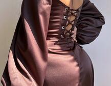 Атласний комплект: корсет + спідниця  максі з драпіруванням | PUSHKA SHOP