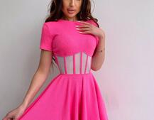 Сукня-міні  з елементами корсету  та спідницею солнцем | PUSHKA SHOP