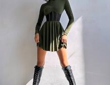 Приталена сукня з корсетною вставкою та спідницею-сонцем Приталена сукня з корсетною вставкою та спідницею-сонцем | PUSHKA SHOP