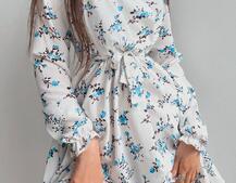 Платье в цветочный принт с оборками | PUSHKA SHOP