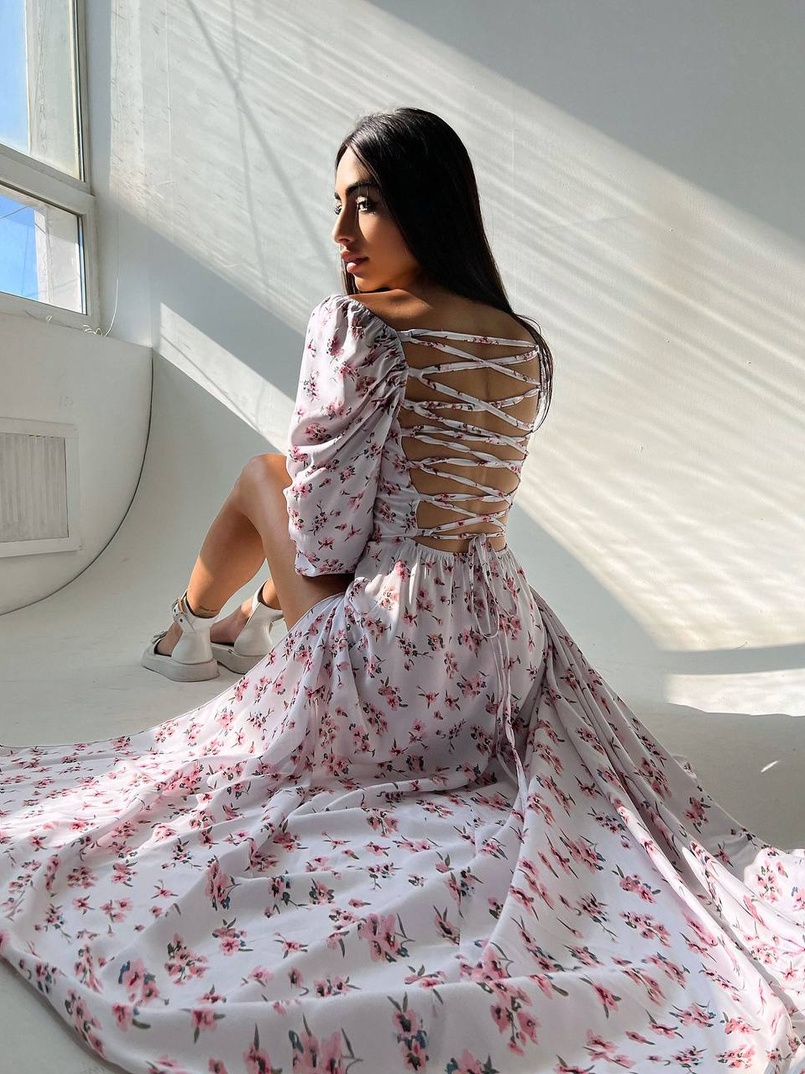 Платье миди со шнуровкой на спинке  | PUSHKA SHOP