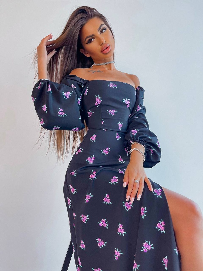 Сукня -міді зі шнурівкою на спинці та розрізом на ніжці | PUSHKA SHOP