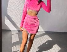 Оксамитовий комплект, декорований бахромою зі страз | PUSHKA SHOP