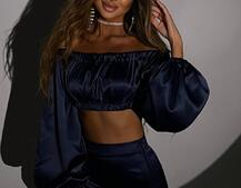 Атласний комплект, декорований стразами Ручна робота, прикраса пришита  | PUSHKA SHOP