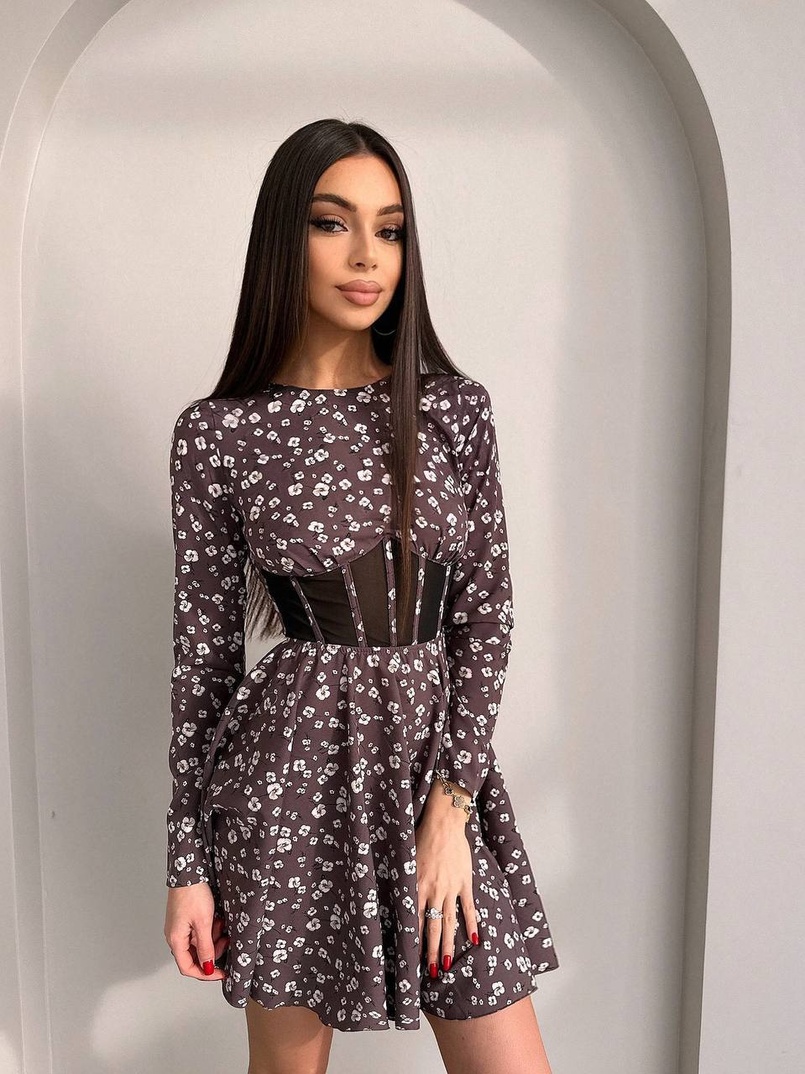 Приталена сукня з корсетною вставкою та спідницею-сонцем | PUSHKA SHOP