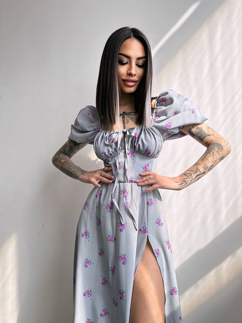 Сукня- міді  з квітковим принтом | PUSHKA SHOP