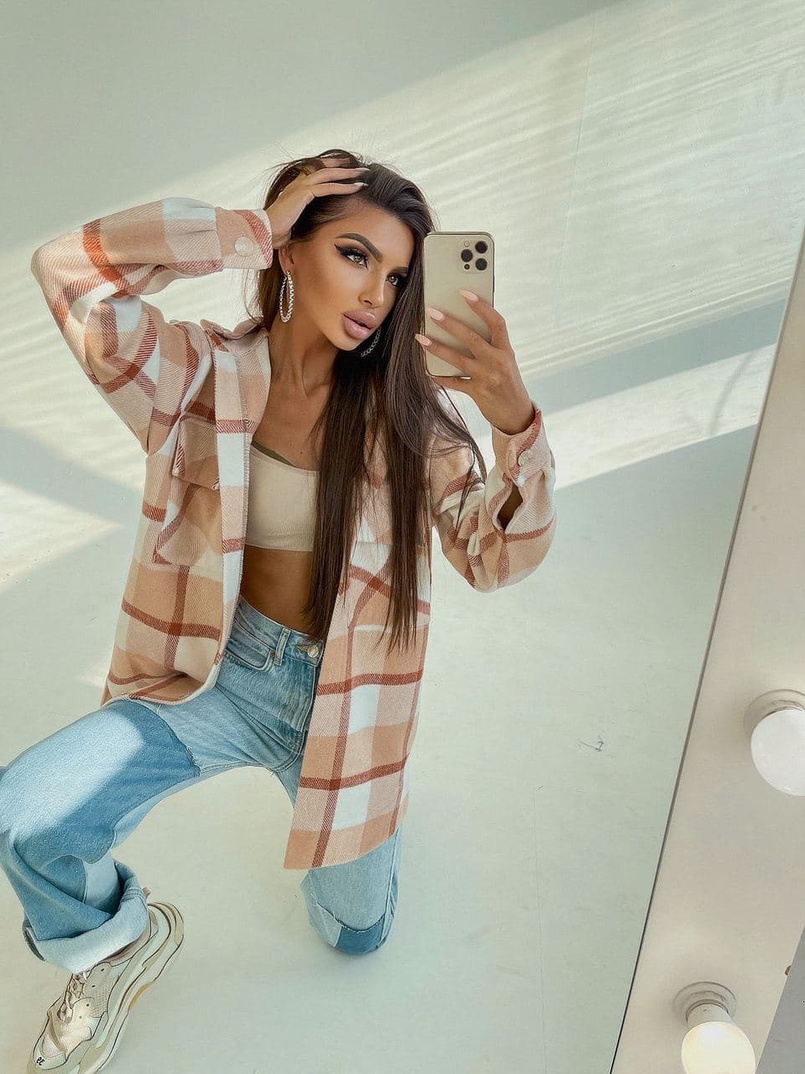 Кашемировая рубашка в клетку с капюшоном  | PUSHKA SHOP