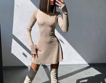 Трикотажна сукня міні  зі шнурівкою на спинці    | PUSHKA SHOP