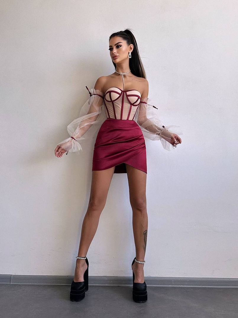 Атласний комплект: корсет + спідниця Атласний комплект: корсет + спідниця | PUSHKA SHOP