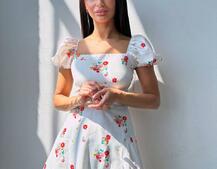 Сукня- міні у квітковий принт зі шнурівкою на спинці  | PUSHKA SHOP