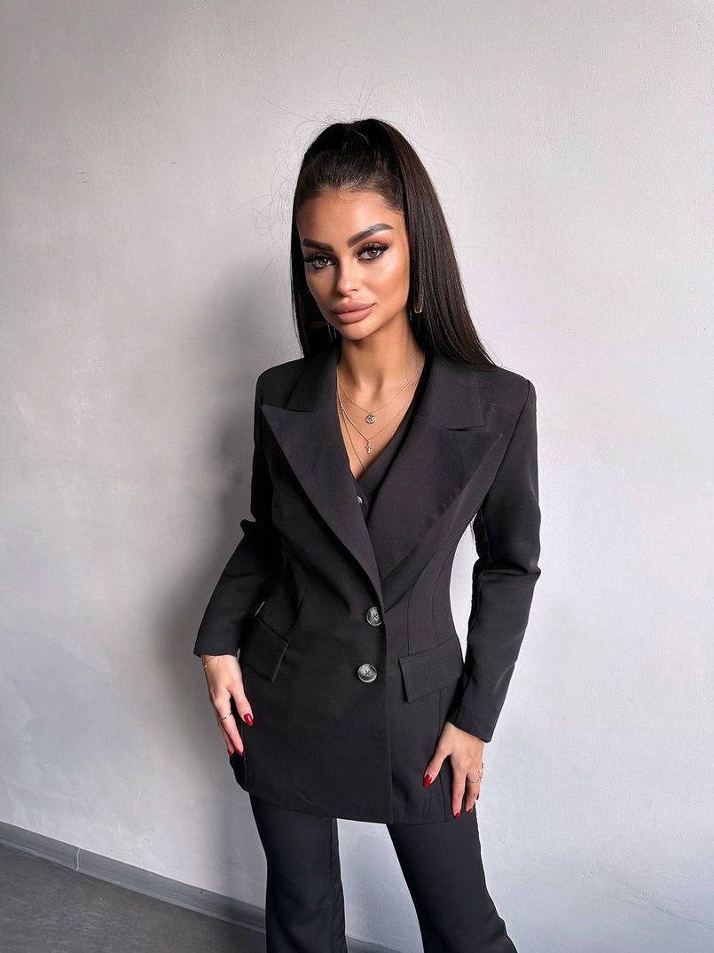 Костюм: піджак на підкладці, штани кльош+ жилет  | PUSHKA SHOP