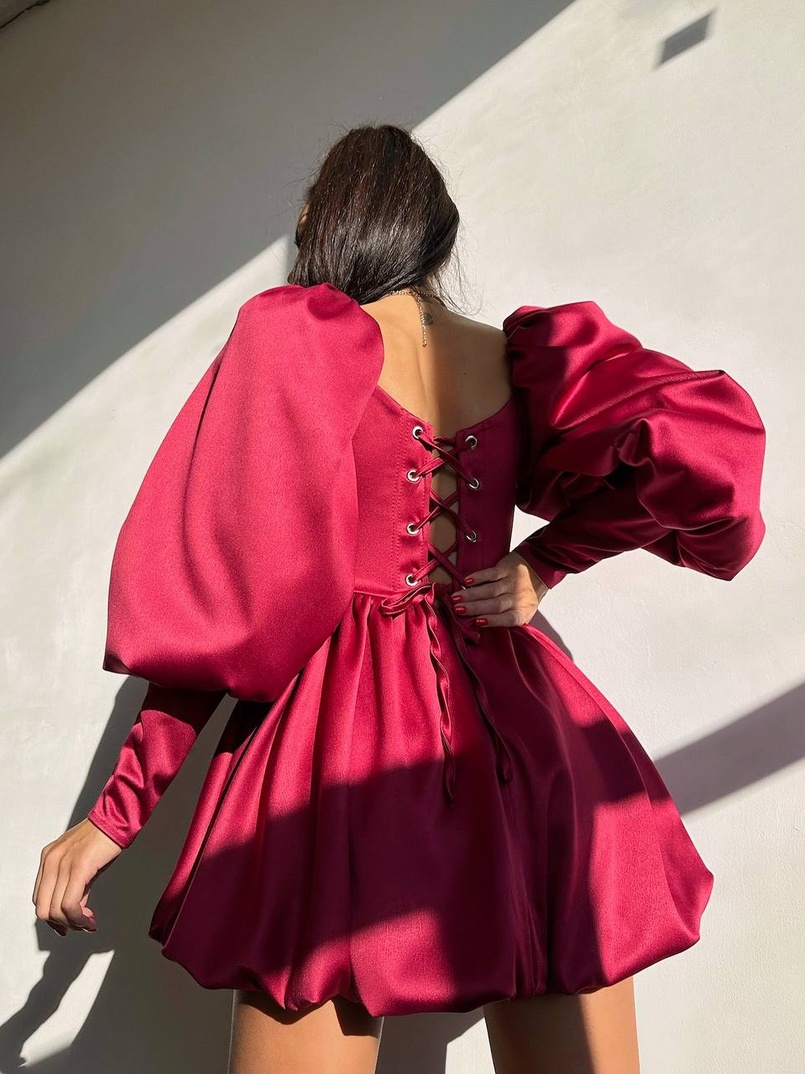 Сукня з обʼємними рукавами та спідницею балоном  | PUSHKA SHOP