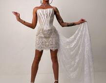 Мереживна сукня міні зі шлейфом   | PUSHKA SHOP