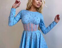 Корсетна сукня з пишною спідницею в квітковий Принт  Корсетна сукня з пишною спідницею в квітковий Принт  | PUSHKA SHOP