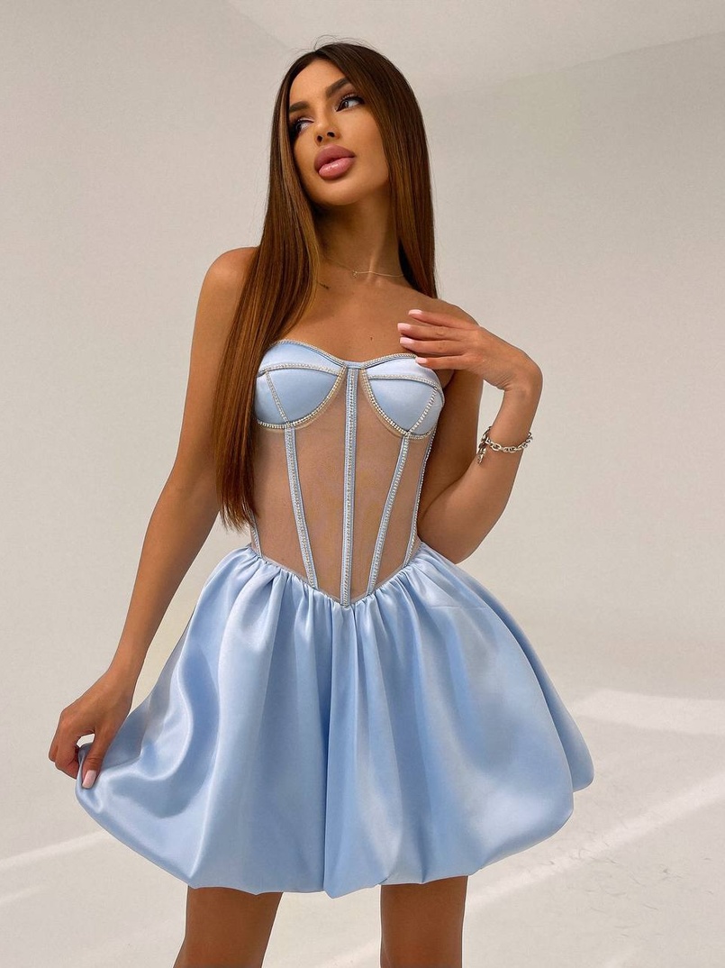 Сукня з чашечками та елементами корсету декорована стразами  | PUSHKA SHOP