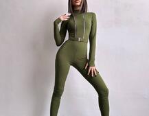 Облягаючий комбінезон з двома змійками та застібкою на талії | PUSHKA SHOP