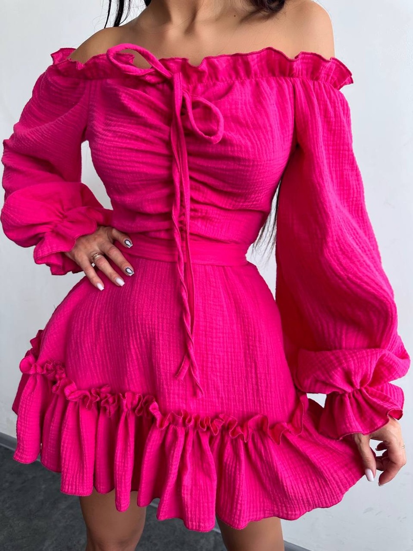 Муслінова сукня з рюшами   | PUSHKA SHOP