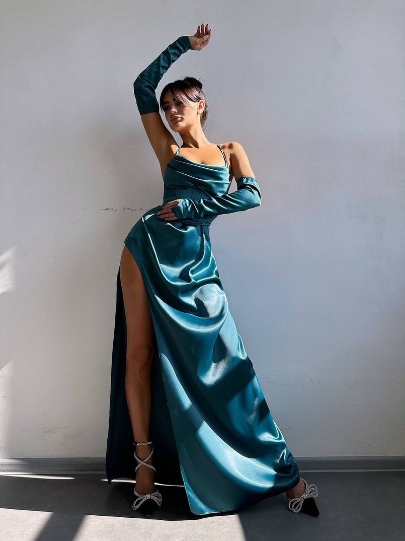 Комплект: корсет з рукавичками + спідниця максі з драпіруванням   | PUSHKA SHOP