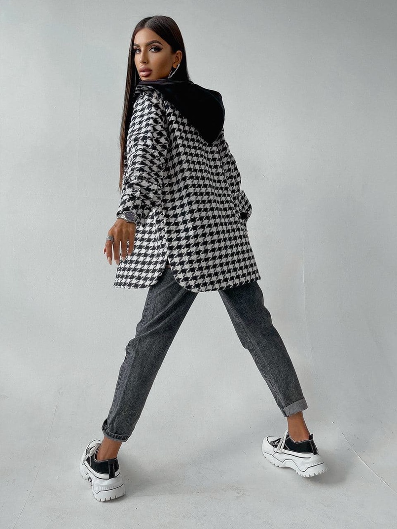 Кашемировая рубашка в клетку с капюшоном  | PUSHKA SHOP