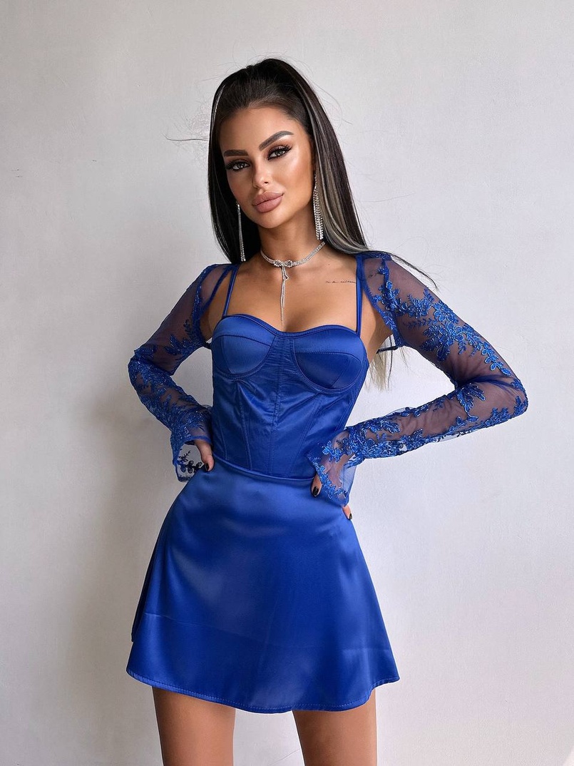 Атласна корсетна сукня-бюстьє + мереживне болеро | PUSHKA SHOP