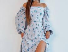 Сукня -міді зі шнурівкою на спинці та розрізом на ніжці Сукня -міді зі шнурівкою на спинці та розрізом на ніжці | PUSHKA SHOP