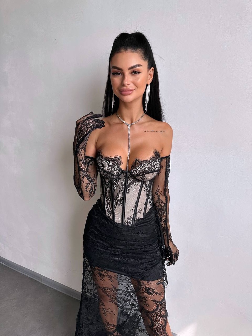Корсетна сукня максі з рукавичками  | PUSHKA SHOP