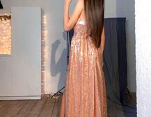 Блестящее платье макси с разрезом | PUSHKA SHOP