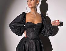 Сяюча корсетна сукня бюстьє з подвійною спідницею Сяюча корсетна сукня бюстьє з подвійною спідницею | PUSHKA SHOP