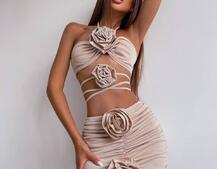 Комплект: топ та спідниця з трояндами    Ручна робота. | PUSHKA SHOP