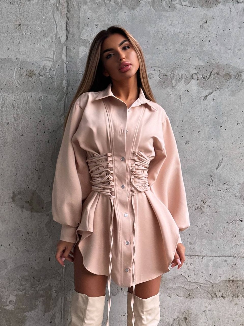Сукня-сорочка зі шнурівкою | PUSHKA SHOP
