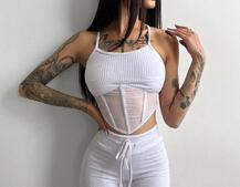 Трикотажный комплект: корсетный топ на косточках + леггинсы | PUSHKA SHOP