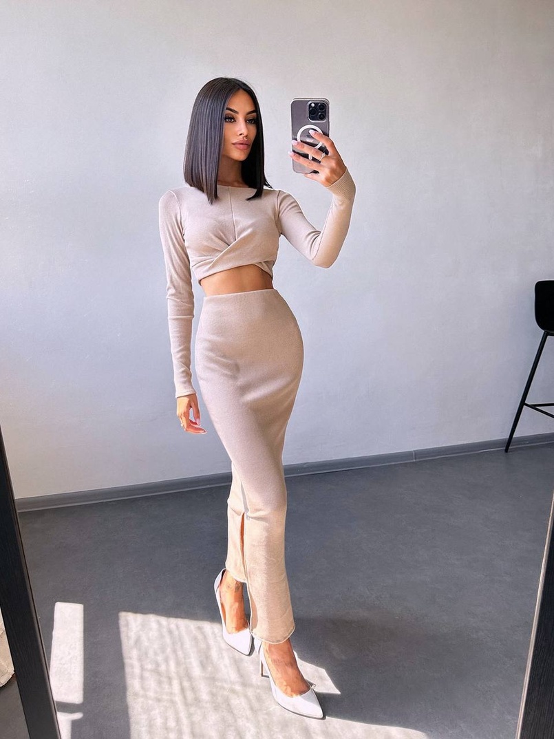 Комплект: топ + спідниця с розрізами  | PUSHKA SHOP